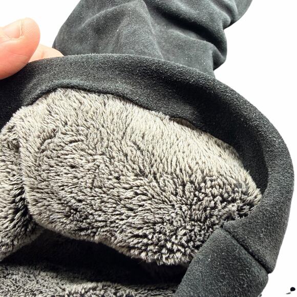 La Canadienne Black Suede Slouch Knee High Boots 6.5W Faux Fur Lined wide width - Picture 13 of 15